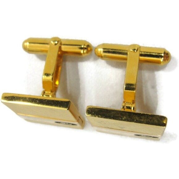 Josten's Cufflinks Gold Tone 10K Gold Ford Insert Wedding Tux Vintage - Picture 2 of 14